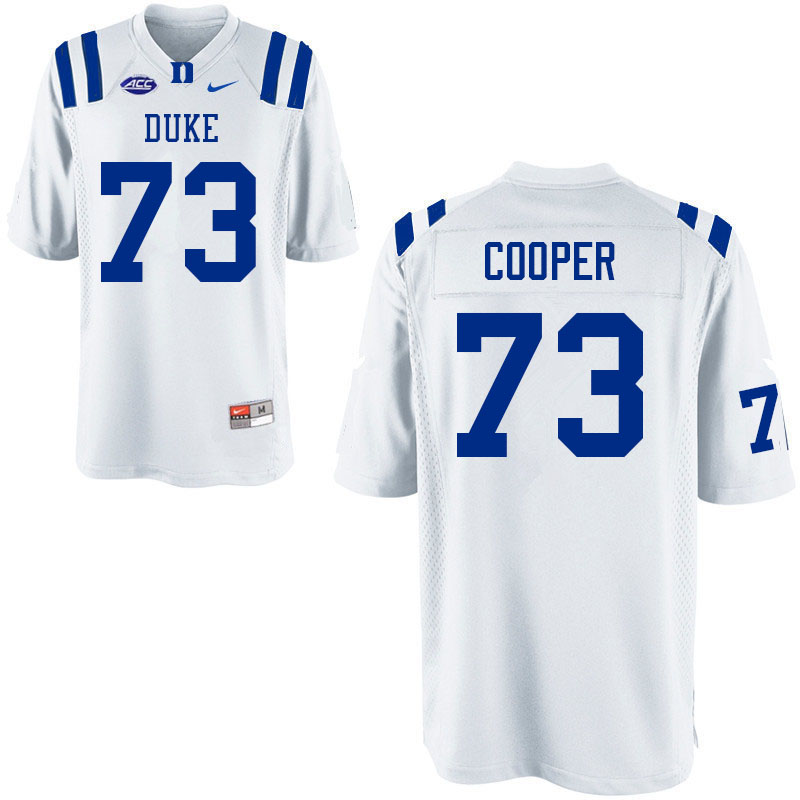 Men #73 Curtis Cooper Duke Blue Devils College Football Jerseys Sale-White - Click Image to Close